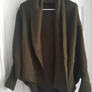 Olive green oversized open batting cardigan